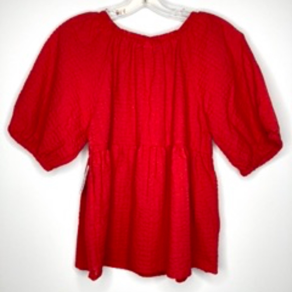 Old Navy Red Blouse Size Small Puff‎ Sleeve NWT - Picture 2 of 5